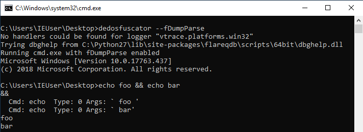 CMD AST Output using fDumpParse with De-Dosfuscator